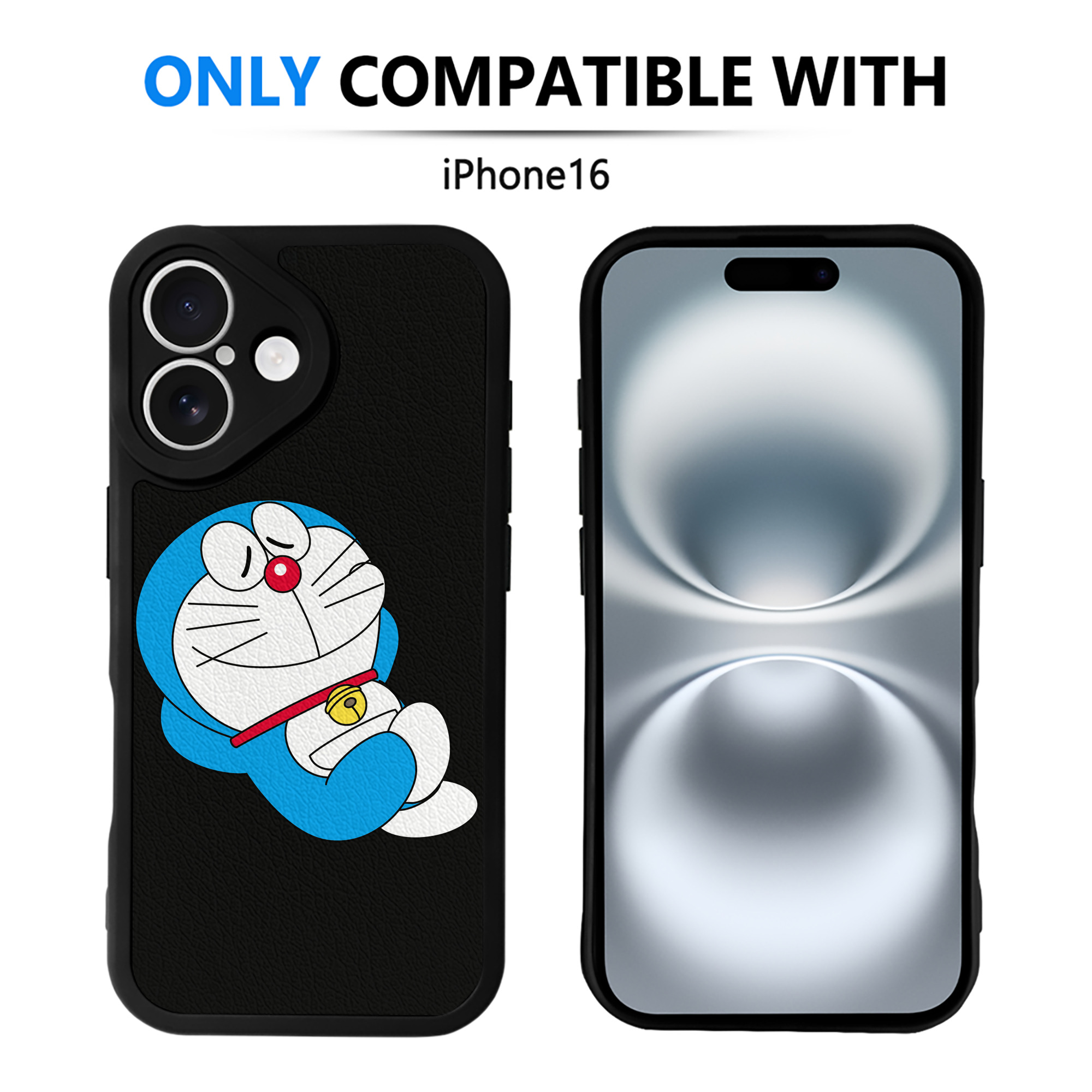 （画像用） ドラえもん Doraemon 【iPhone 16シリーズ対応】シリコンスマホケース（レザー調） 材質：シリコン